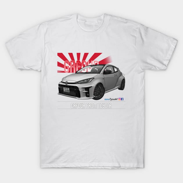 Toyota GRFOUR White T-Shirt by PjesusArt